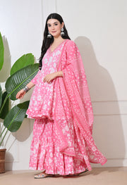 Pink Petal Premium Cotton Sharara Suit