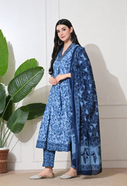 Indigo Dream Cotton Anarkali Suit Set