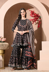 Midnight Garden Cotton Sharara Set