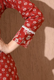 Crimson Bloom Cotton Farshi Set