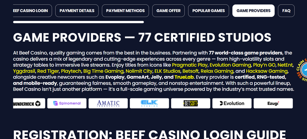 The no deposit bonus conditions, as stated by Beef Casino